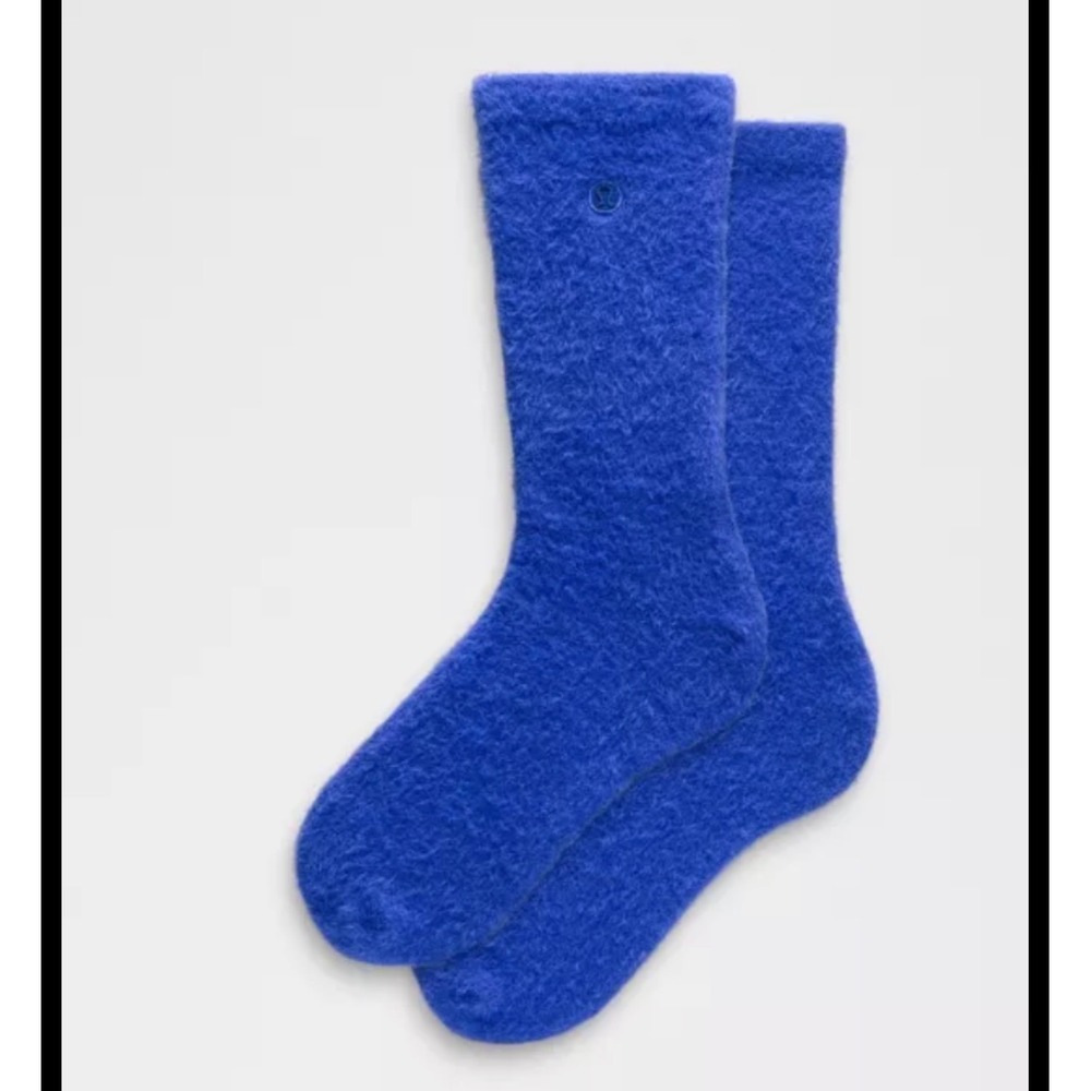 Lululemon Fuzzy Socks Riverside Blue Crew Length Unisex Size M
